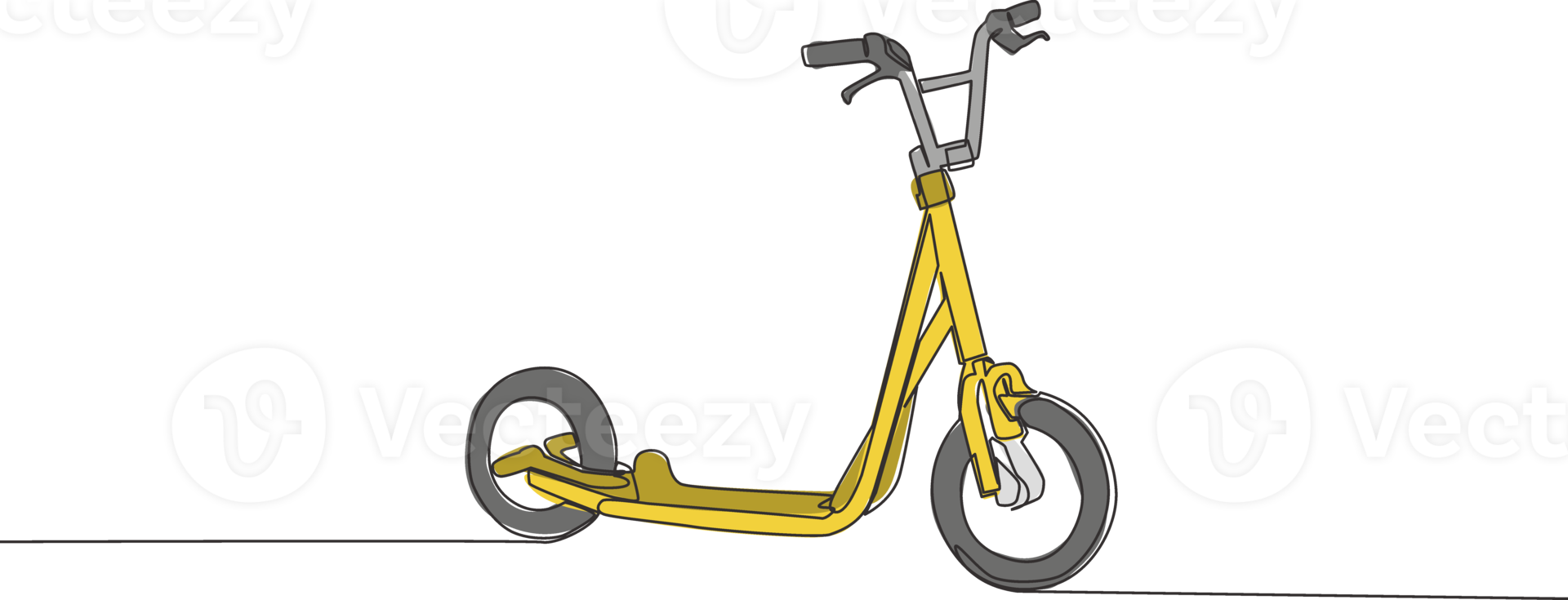 One single line drawing of kick scooter logo. Modern urban vehicle concept. Continuous line draw design vector illustration png