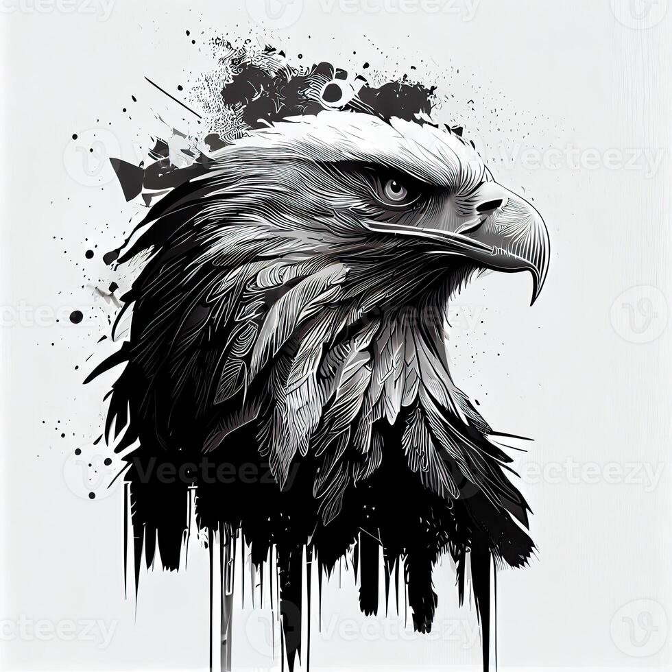 eagle and USA flag national poster. American Bald Eagle - a symbol of America with flag. Bald eagle on american flag background created. photo