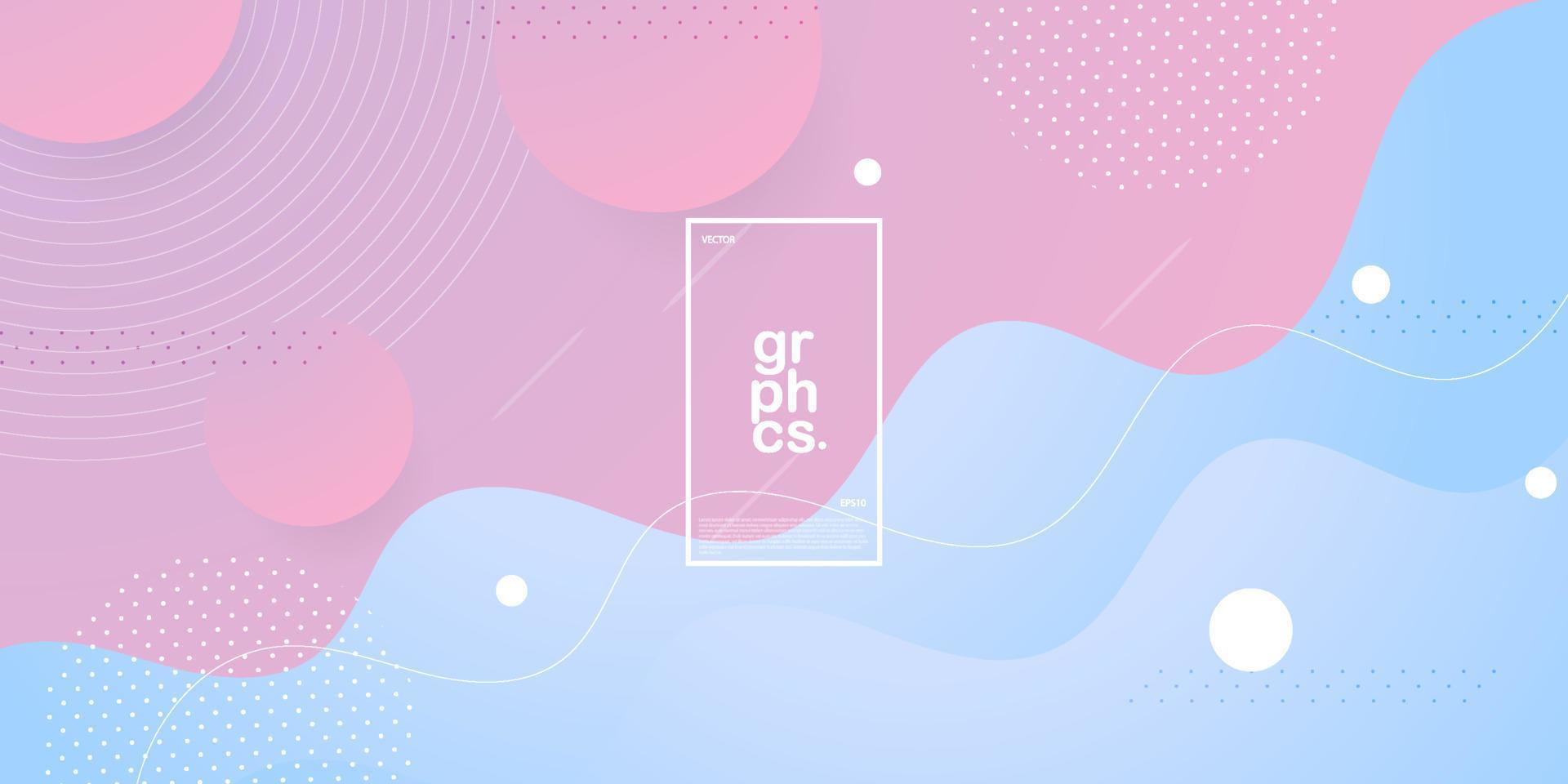 Wave minimal colorful abstract geometric background with gradient pink and blue soft color on background. Eps10 vector