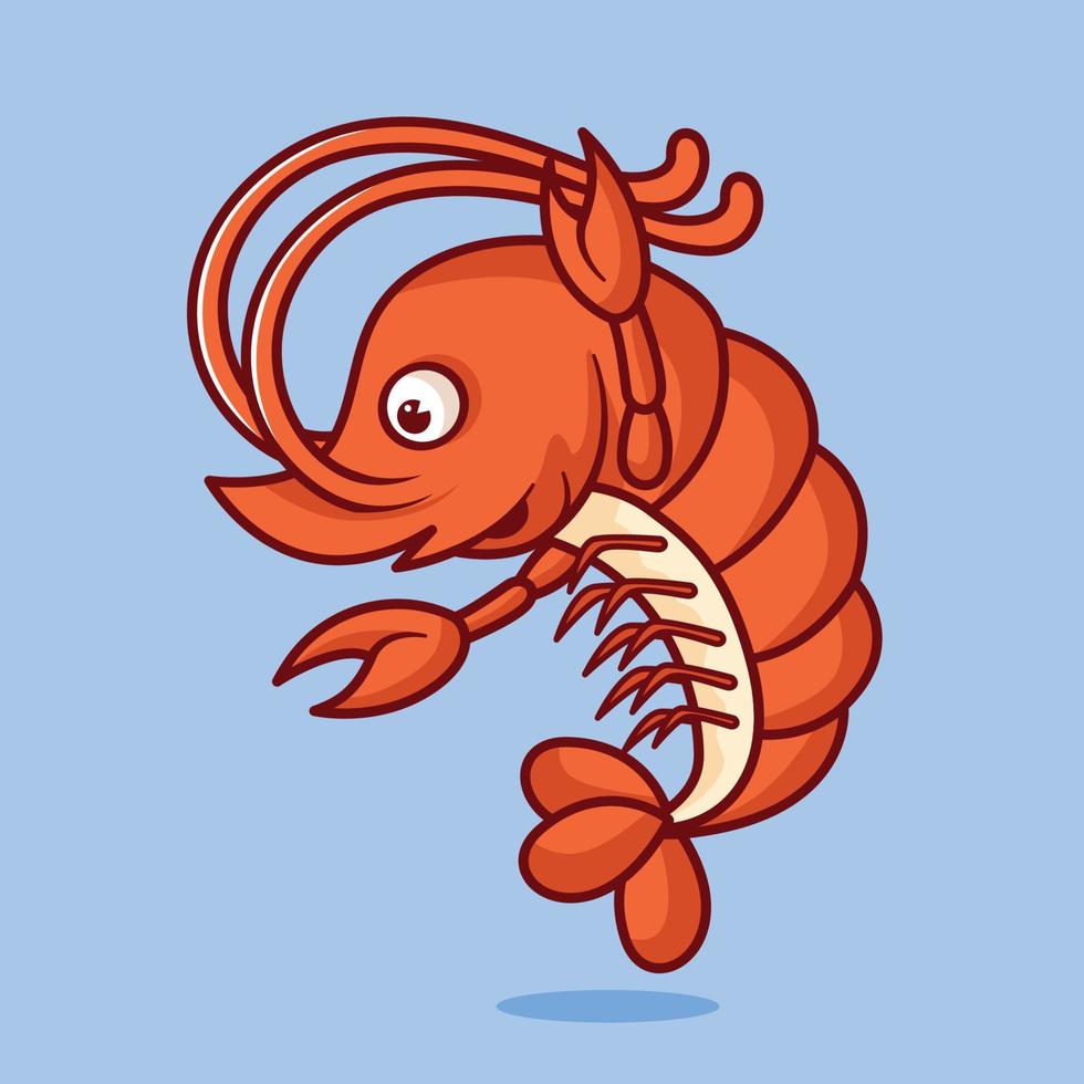 Cute shrimp cartoon vector icon illustration