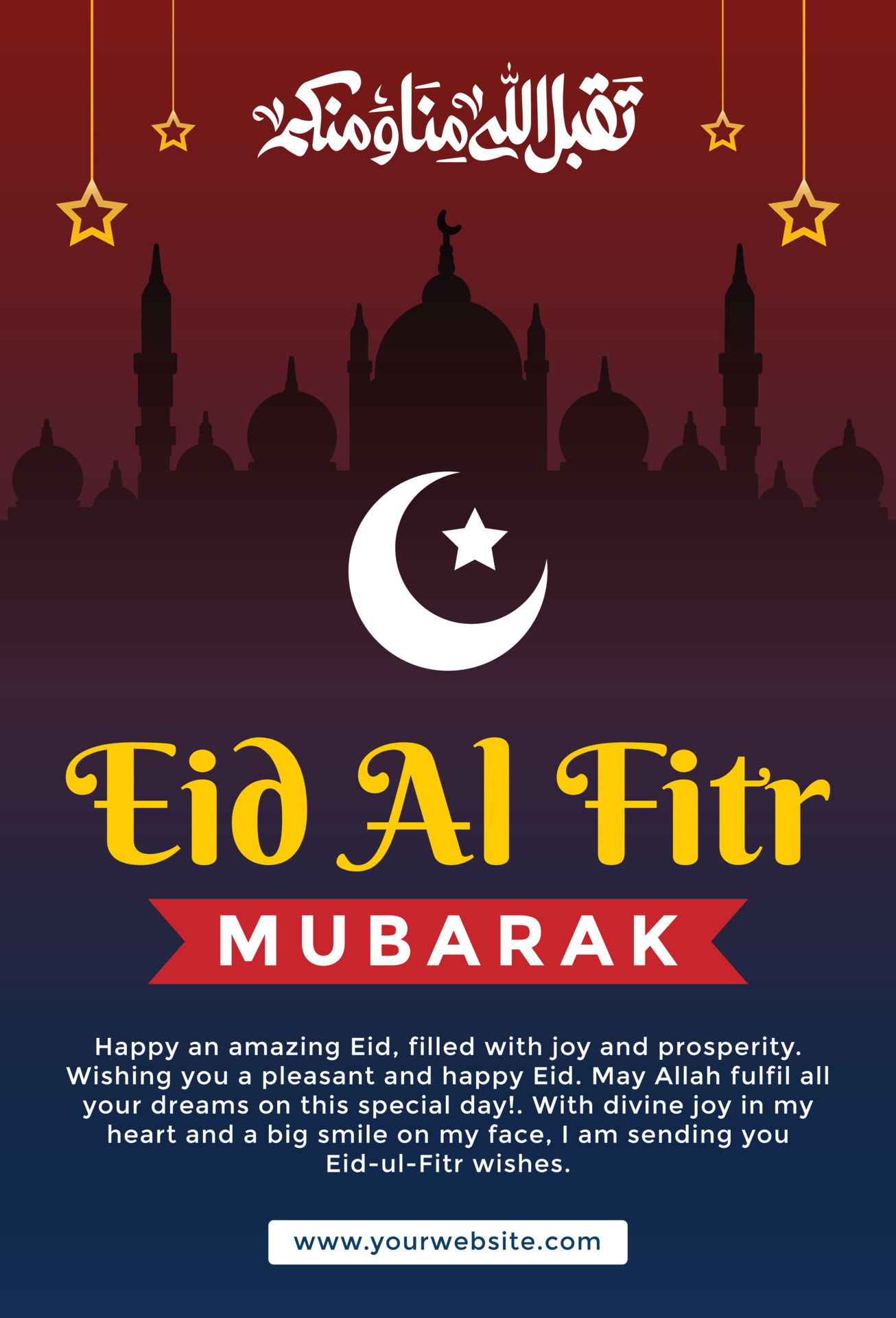 Eid Al fitr Mubarak Muslim Poster Template Design Flyer with Arabic ...
