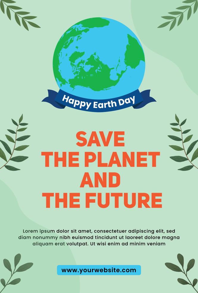 Earth Day Poster Template Save the planet vector