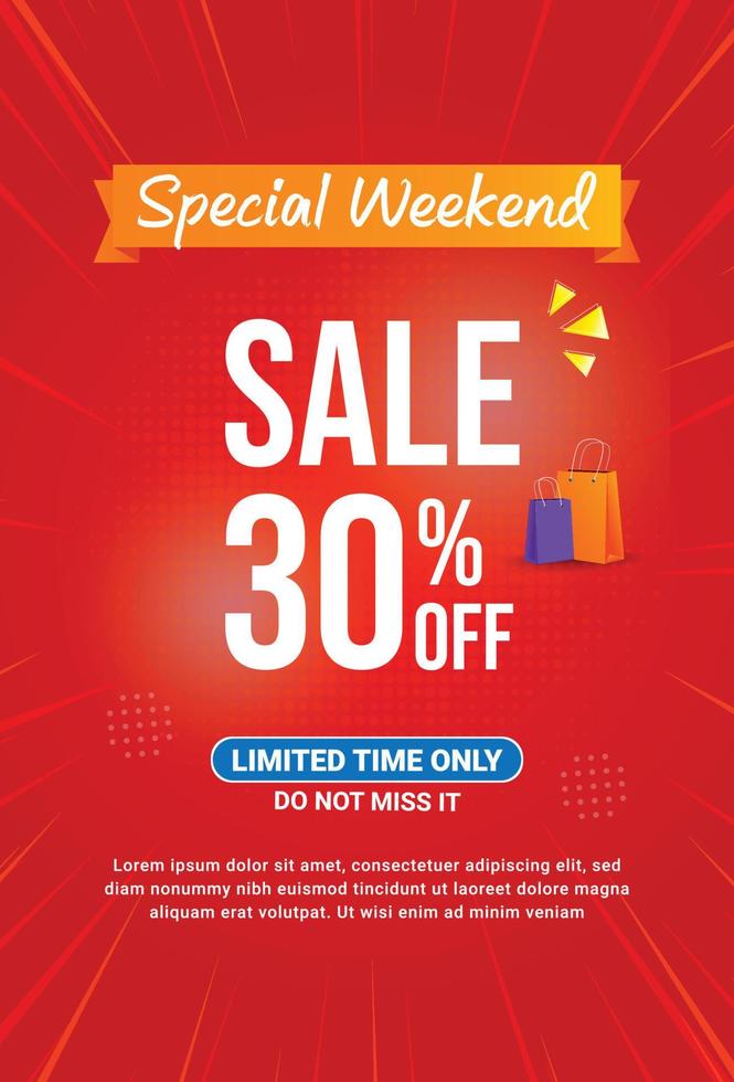 Special Weekend Offer, Sale poster template, Discount Poster 30 off Sale Flyer vector