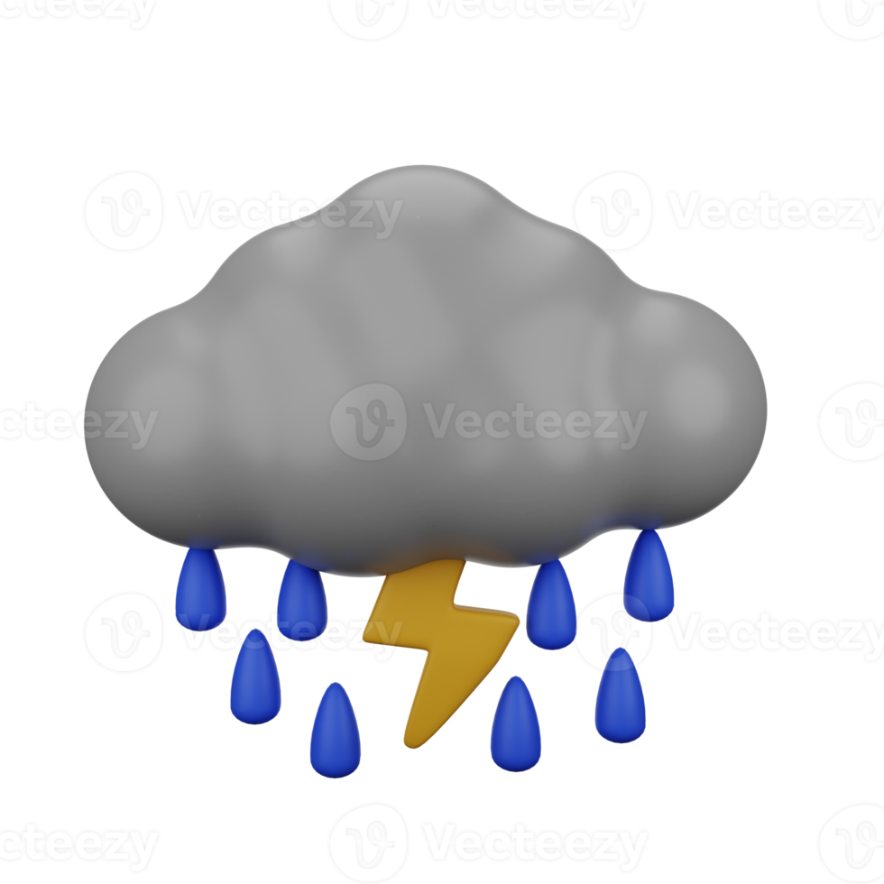 bliksem regen 3d pictogrammen png