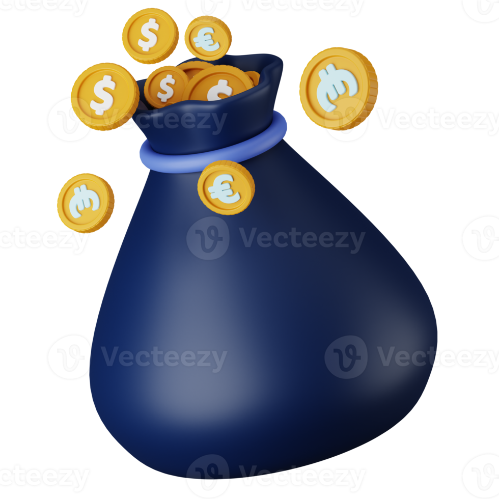 3d ilustración dinero bolso objeto png