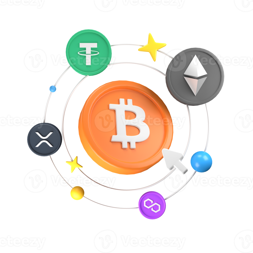 kryptovaluta 3d illustration png