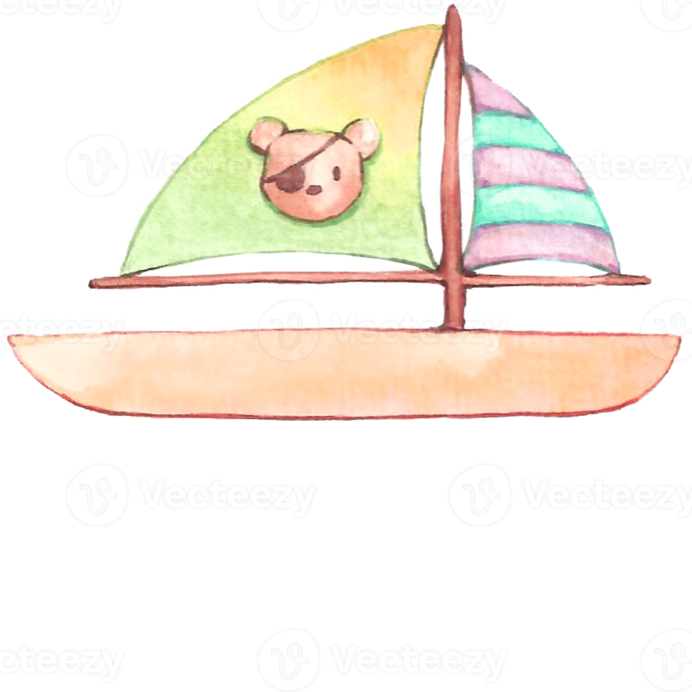 mignonne aquarelle bateau. png