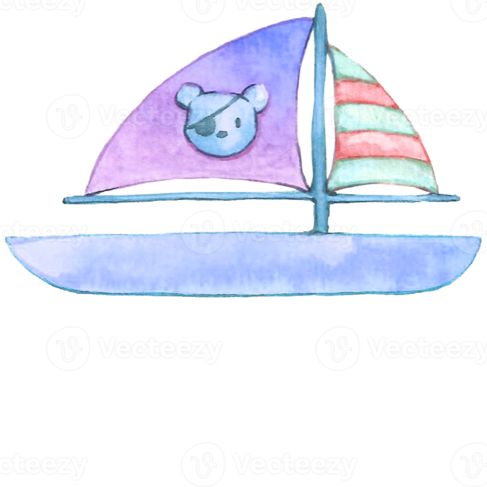 Cute watercolor boat. png