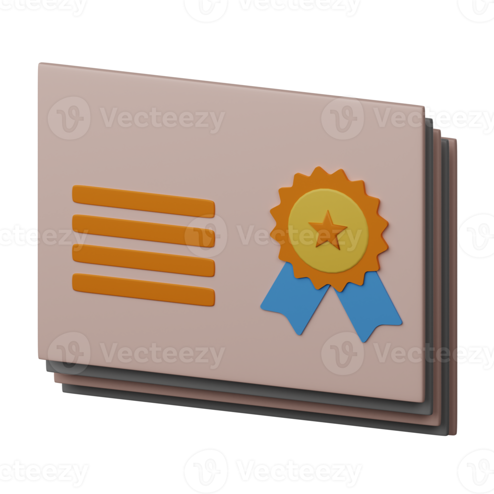 Certificate 3D Icon Illustration png