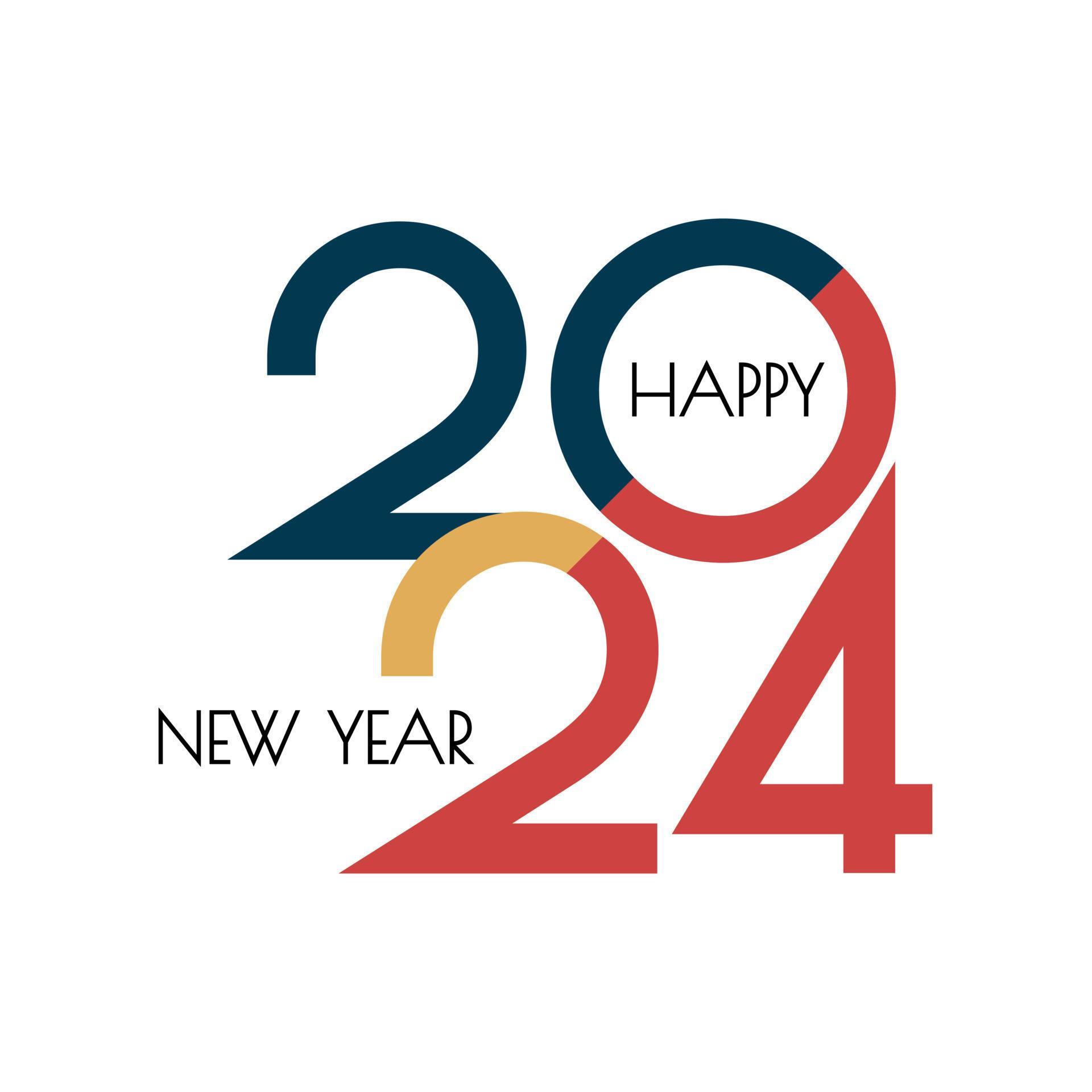 2024 typography logo design concept. Happy new year 2024 logo design