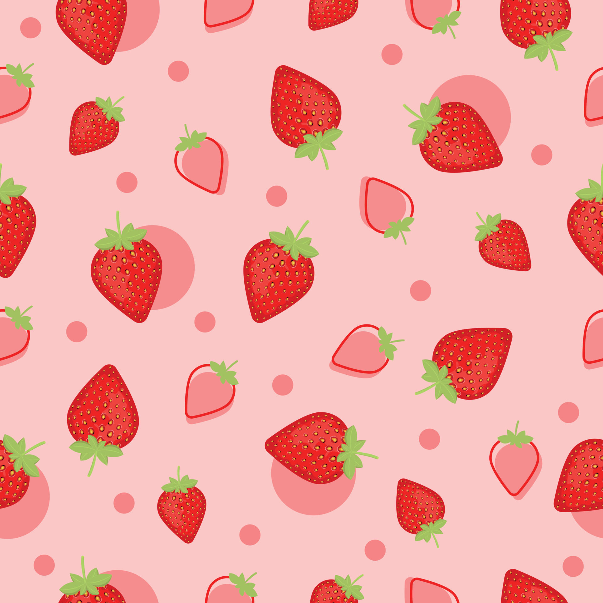 Strawberry pattern, red polka dot seamless strawberry, strawberry