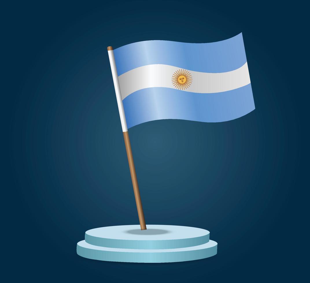 flag Argentina on flagpole isolated on color background vector