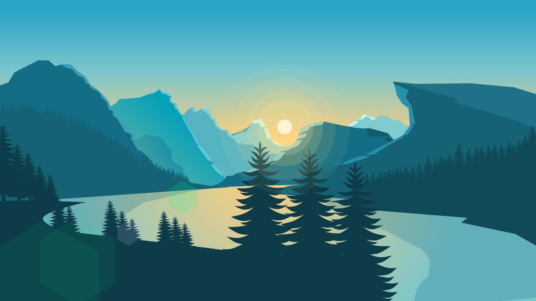 Blue mountain landscape background, morning view mountains, flat mountains background vector