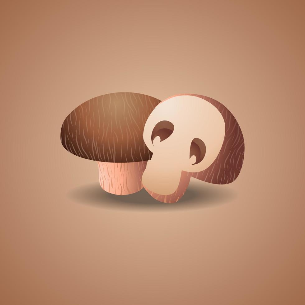 Fresh champignon mushrooms, 3D isolated champignon vector realistic