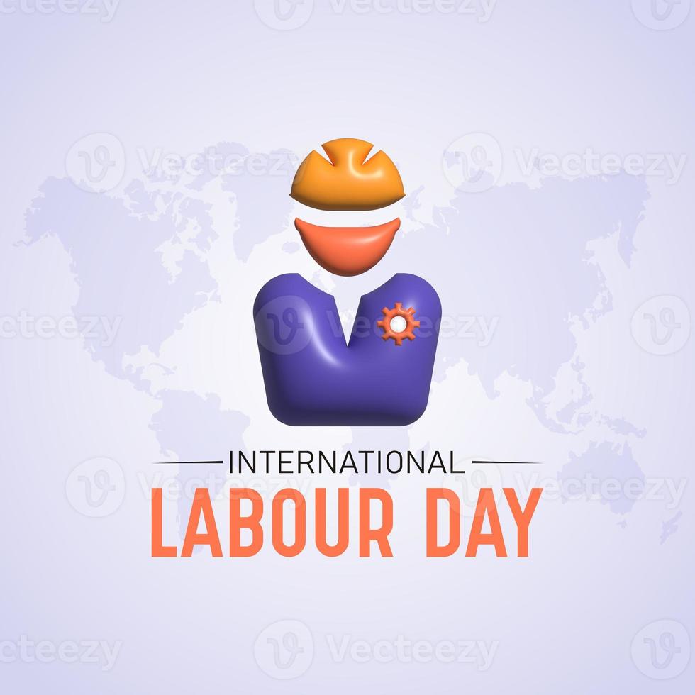 International labour day on 1st may. Happy labor day vector template for banner, greeting card, poster with background. 3D illustration. photo
