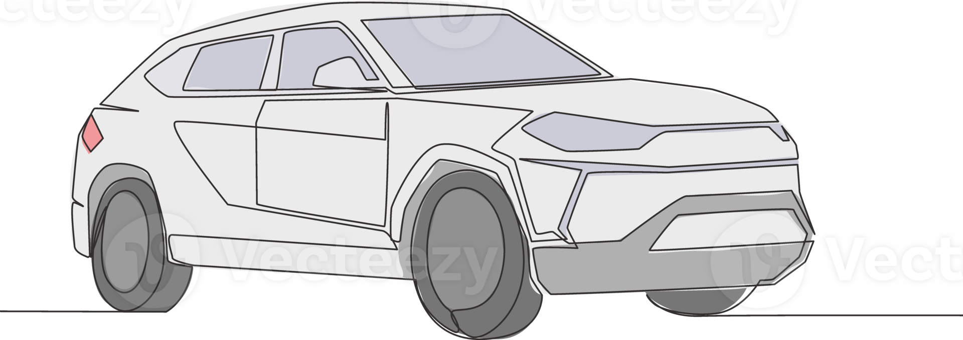 One line drawing of tough big suv car. Family comfortable and safe vehicle transportation concept. Single continuous line draw design png