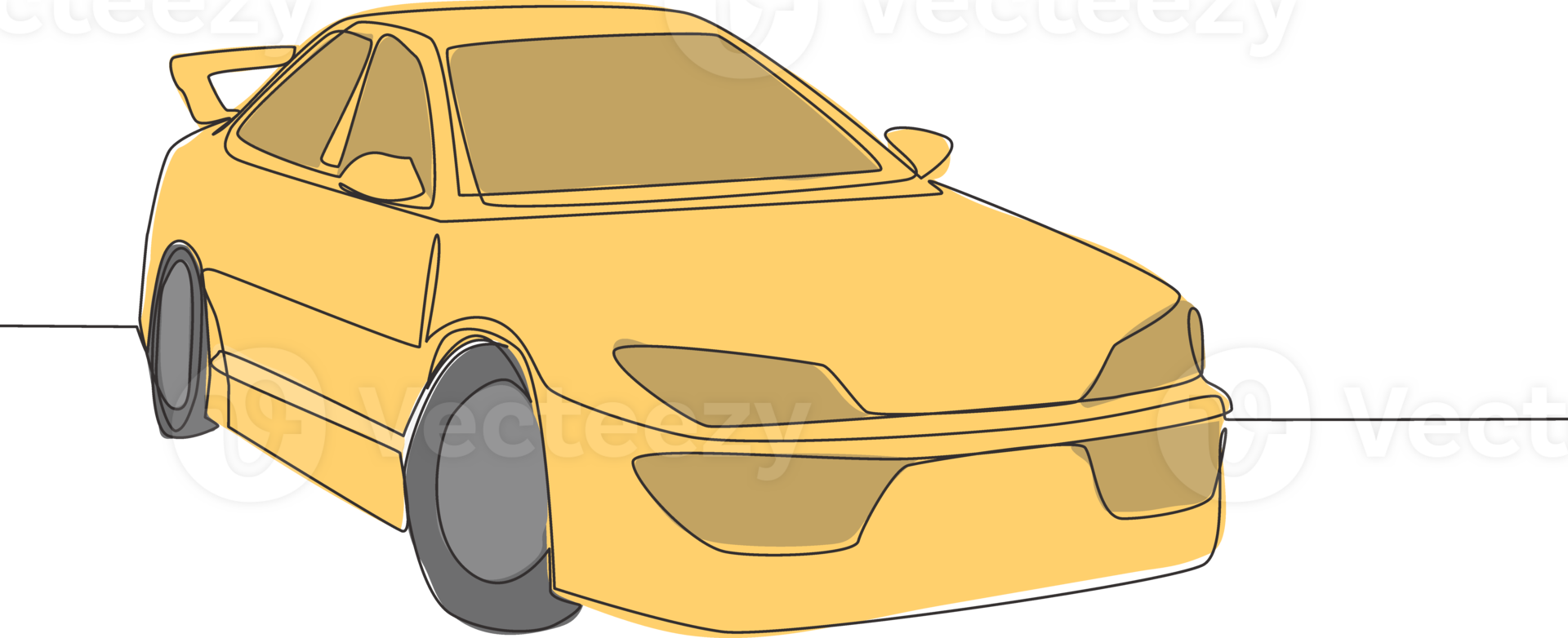 een lijn tekening van sportief sedan auto. elegant en modieus voertuig vervoer concept. single doorlopend lijn trek ontwerp png