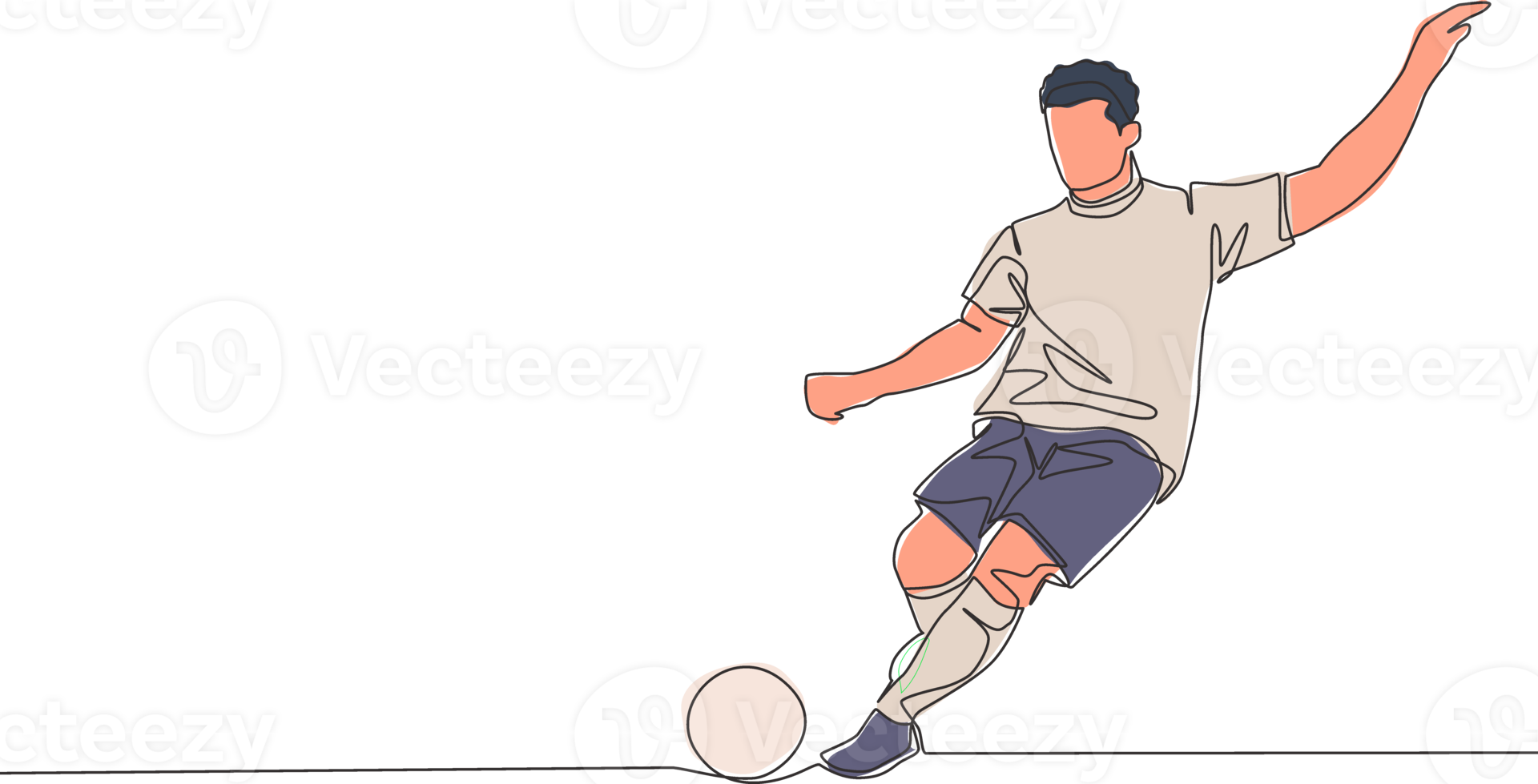 einer kontinuierlich Linie Zeichnung von jung talentiert Fußball Spieler nehmen ein kostenlos trete. Fußball Spiel Sport Konzept. Single Linie zeichnen Design Vektor Illustration png