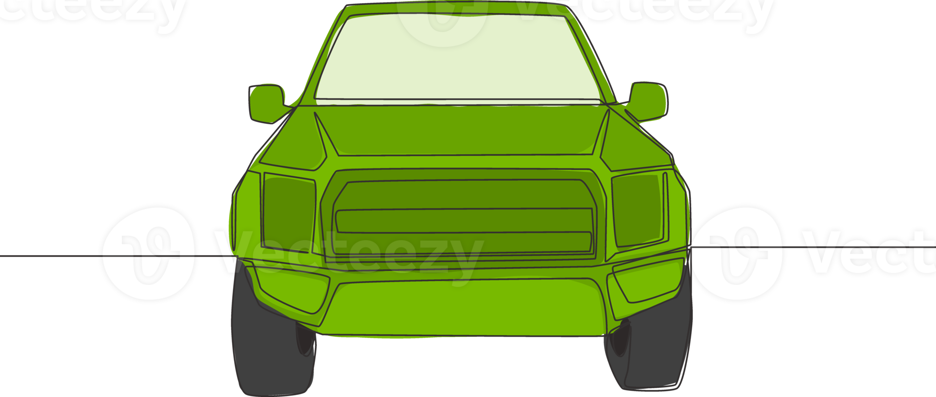 Single line drawing of suv car from front view. Family comfortable vehicle transportation concept. One continuous line draw design png