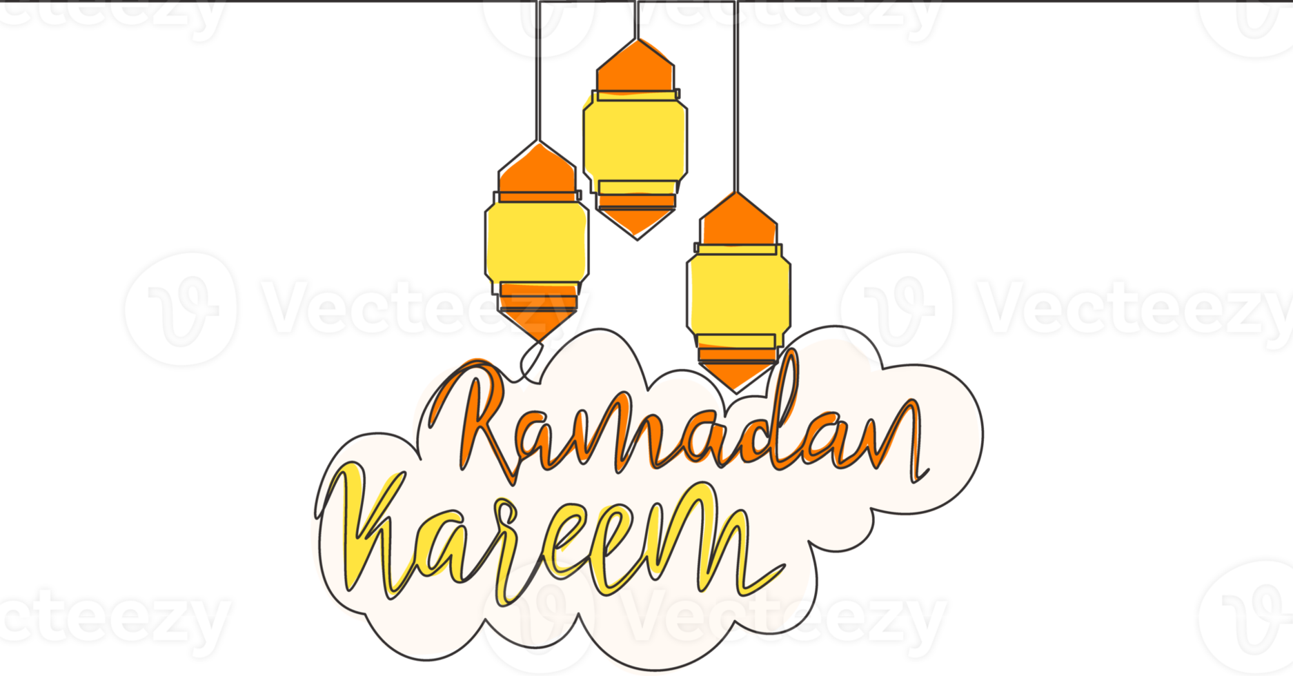 een single lijn tekening van gelukkig eid al fitr mubarak en Ramadan kareem concept. Islamitisch vakantie kalligrafische ontwerp voor afdrukken, groet kaart, banier, poster. doorlopend lijn trek ontwerp illustratie png