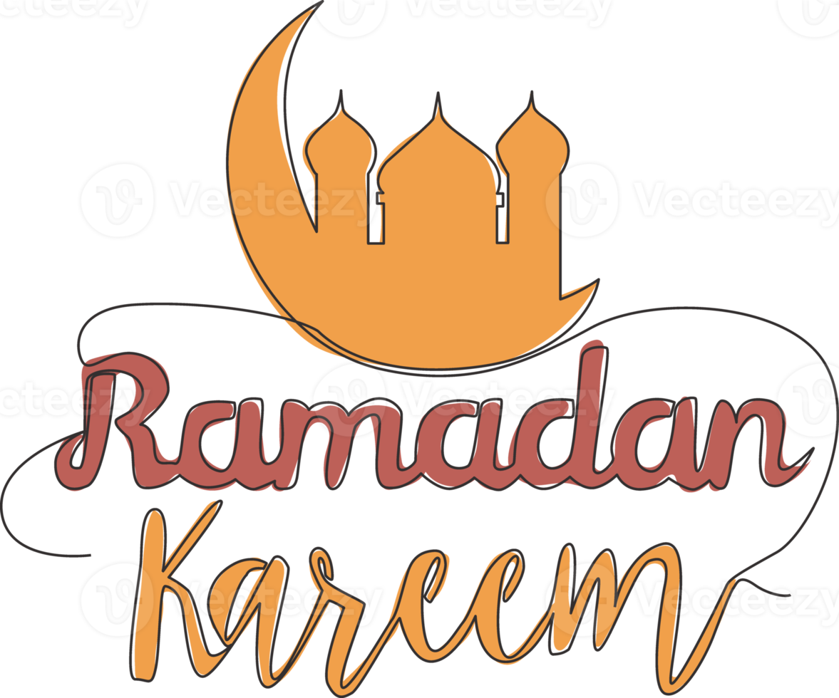 un Célibataire ligne dessin de content eid Al fitr mubarak et Ramadan kareem concept. islamique vacances calligraphique conception pour imprimer, salutation carte, bannière, affiche. continu ligne dessiner conception illustration png