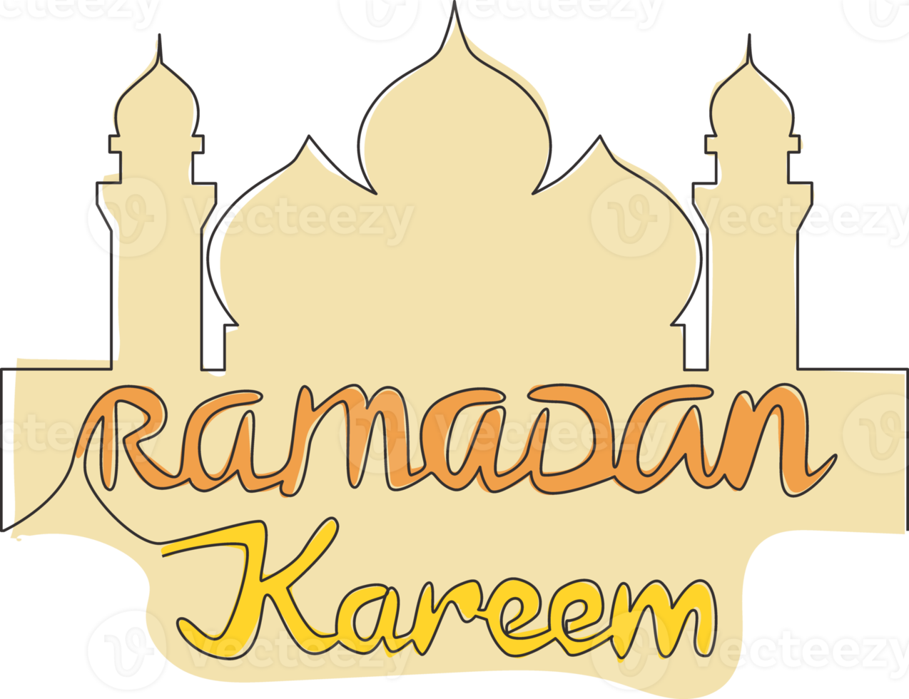 einer Single Linie Zeichnung von glücklich eid al fitr Mubarak und Ramadan kareem Konzept. islamisch Urlaub kalligraphisch Design zum drucken, Gruß Karte, Banner, Poster. kontinuierlich Linie zeichnen Design Illustration png