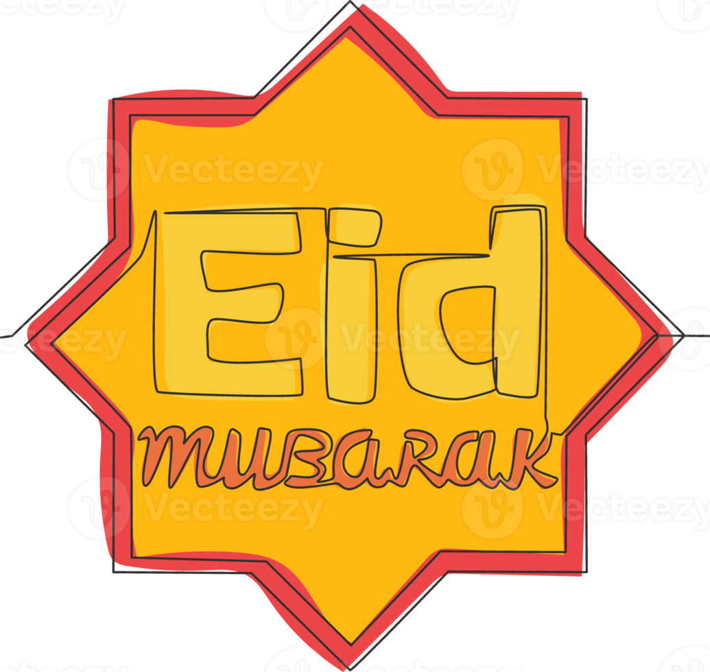 Single kontinuierlich Linie Zeichnung von glücklich eid al fitr Mubarak und Ramadan kareem Konzept. islamisch Urlaub kalligraphisch Design zum drucken, Gruß Karte, Banner, Poster. einer Linie zeichnen Design Illustration png