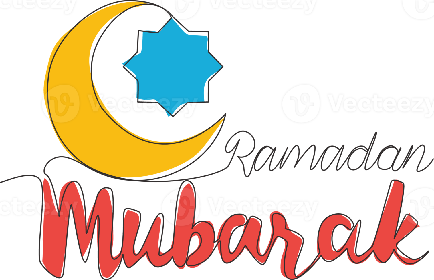 uno continuo linea disegno di contento eid al Fitr mubarak e Ramadan kareem concetto. islamico vacanza calligrafico design per Stampa, saluto carta, striscione, manifesto. singolo linea disegnare design illustrazione png