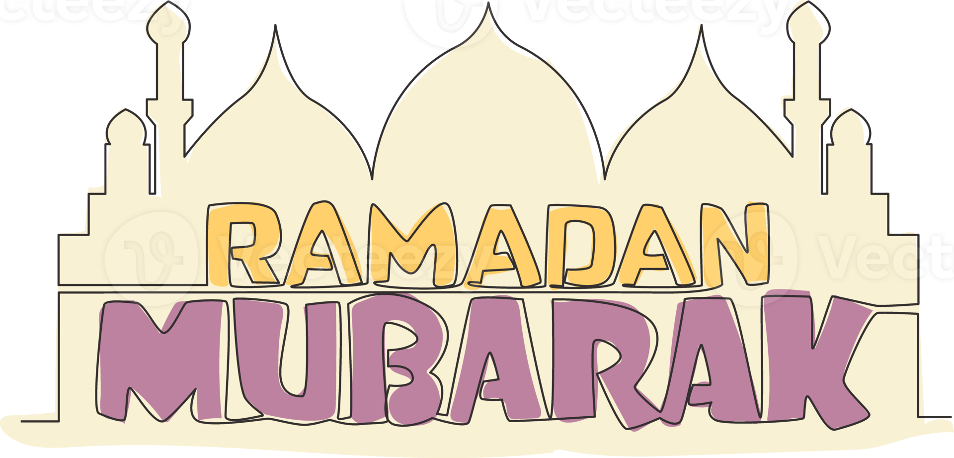 uno continuo linea disegno di contento eid al Fitr mubarak e Ramadan kareem concetto. islamico vacanza calligrafico design per Stampa, saluto carta, striscione, manifesto. singolo linea disegnare design illustrazione png