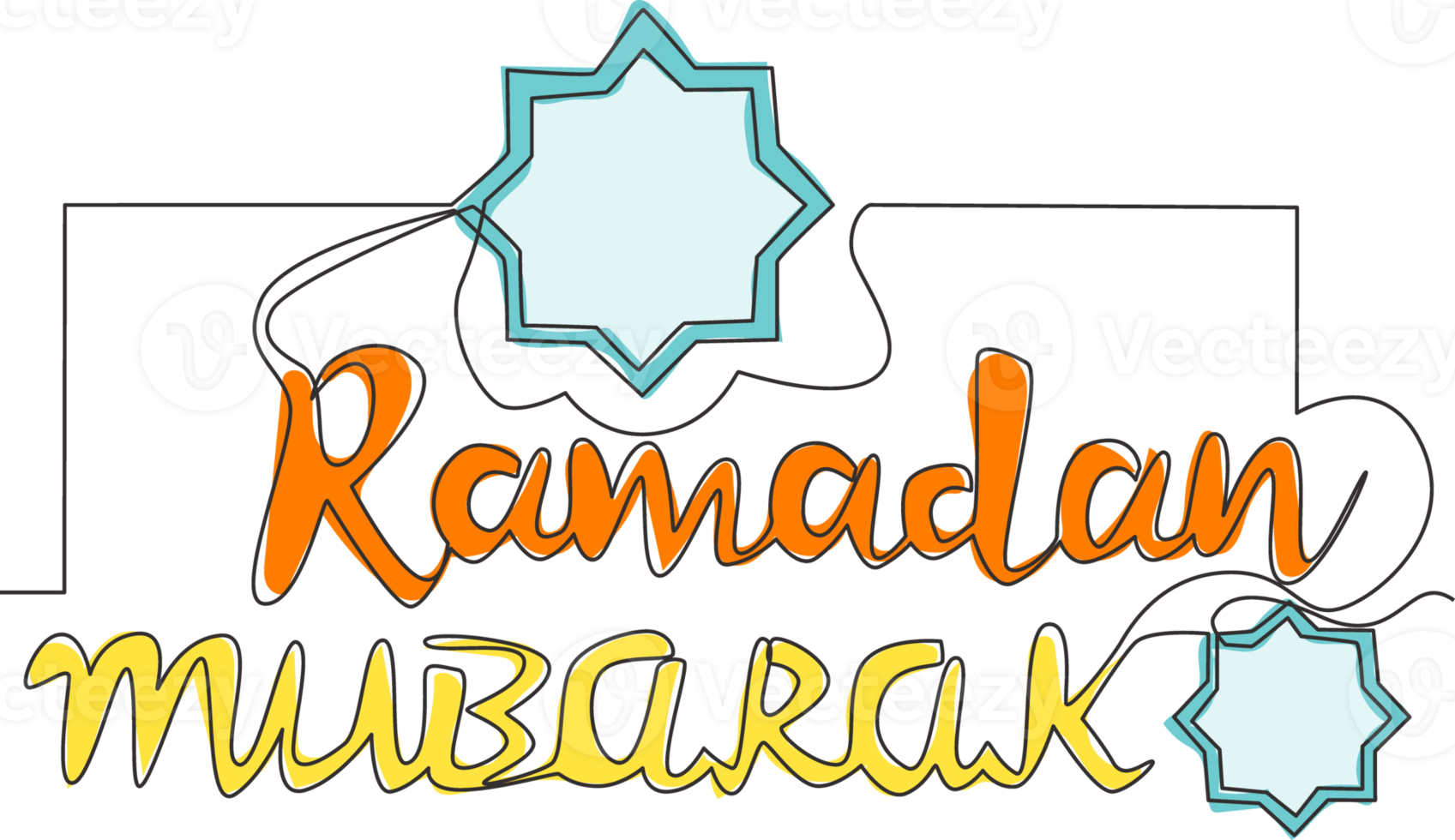 einer kontinuierlich Linie Zeichnung von glücklich eid al fitr Mubarak und Ramadan kareem Konzept. islamisch Urlaub kalligraphisch Design zum drucken, Gruß Karte, Banner, Poster. Single Linie zeichnen Design Illustration png