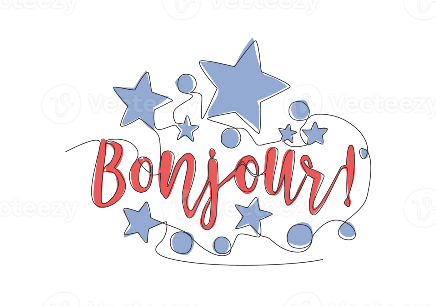 un continu ligne dessin de mignonne et adorable typographie citation - Bonjour. calligraphique conception pour imprimer, salutation carte, bannière, étiqueter, affiche. Célibataire ligne dessiner conception vecteur graphique illustration png