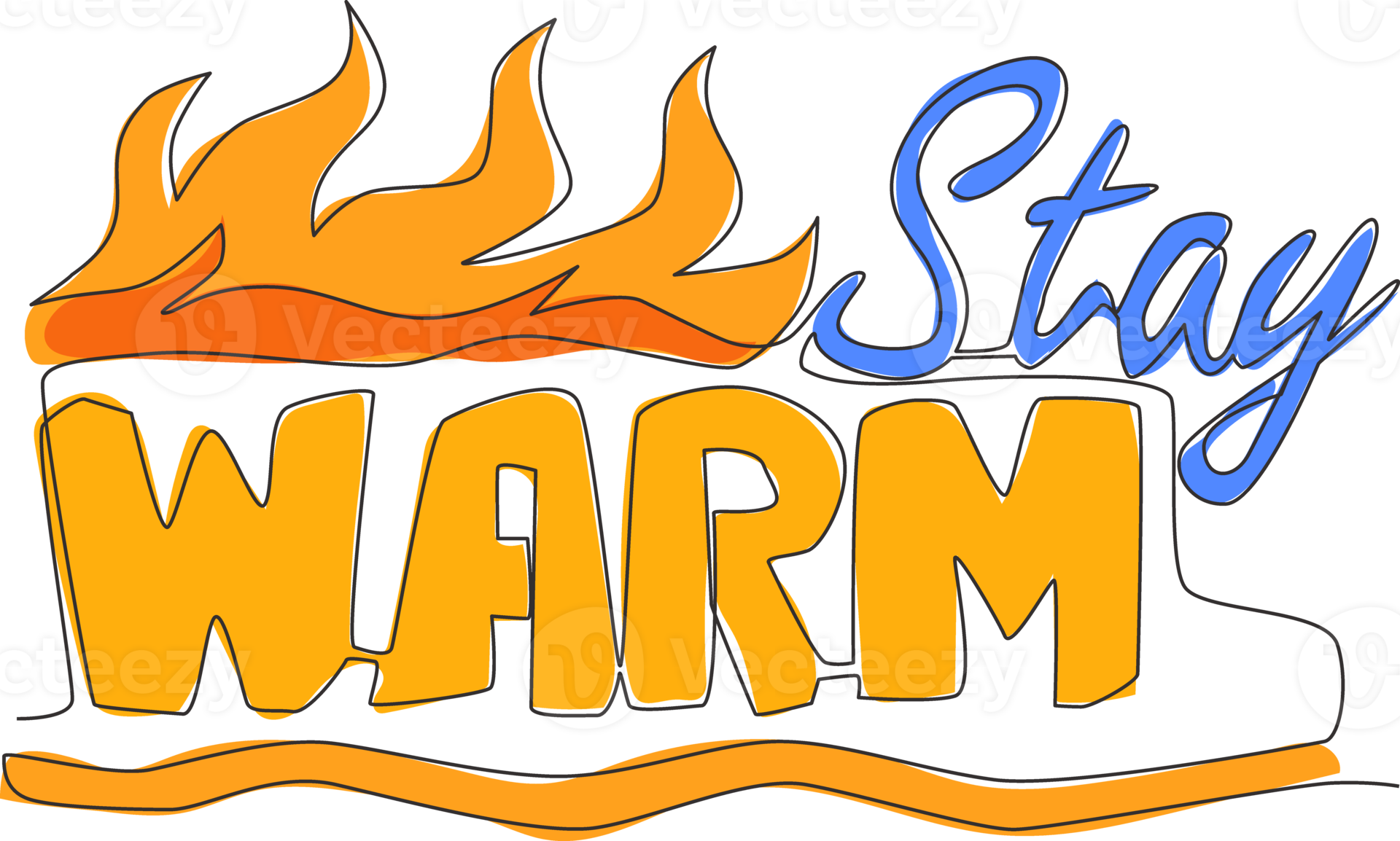 Free One continuous line drawing of cute and friendly typography quote Stay Warm. Calligraphic