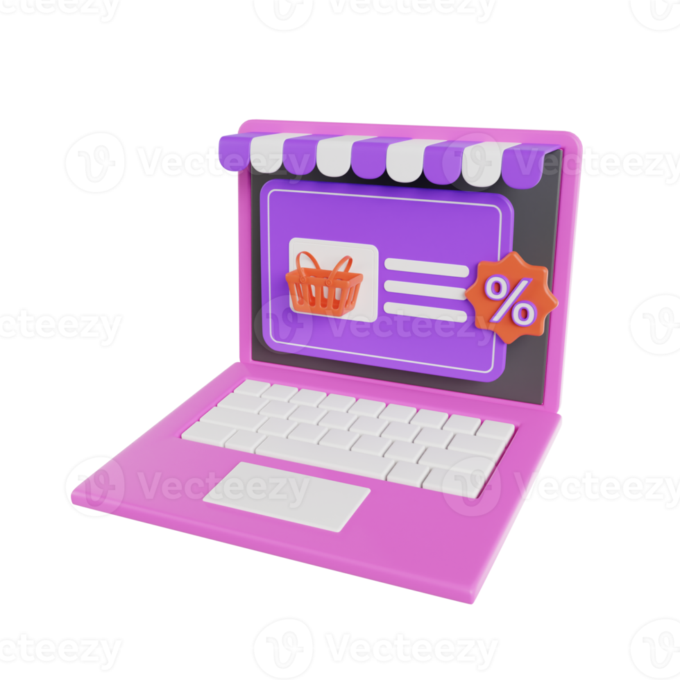 online boodschappen doen 3d illustratie, online winkel, online betaling en levering concept. png