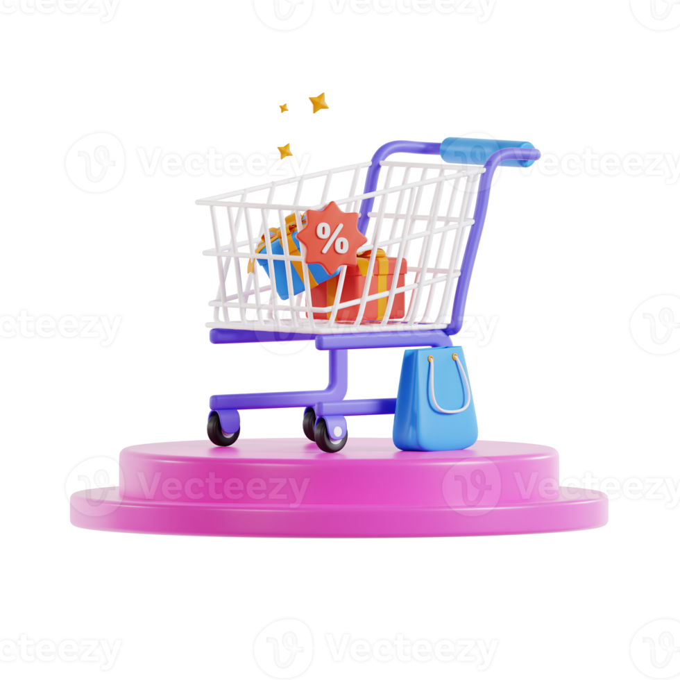 online boodschappen doen 3d illustratie, online winkel, online betaling en levering concept. png