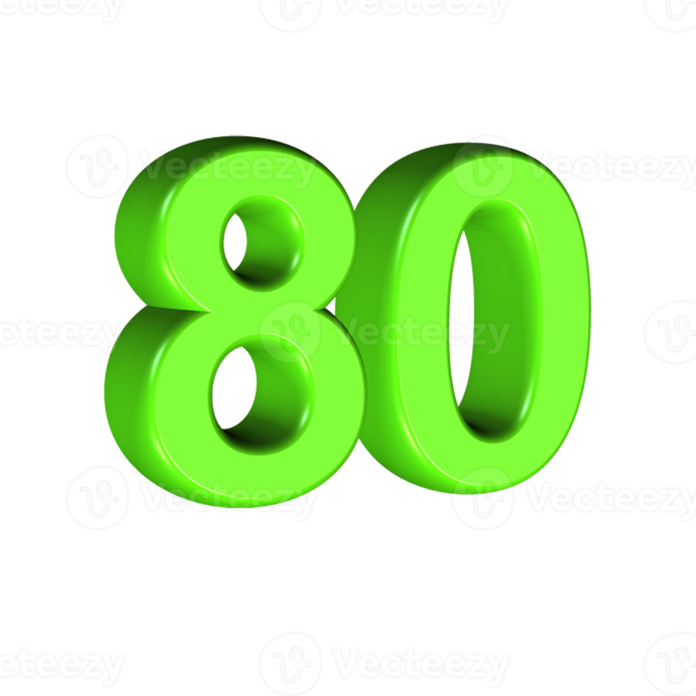 3D number light green color png