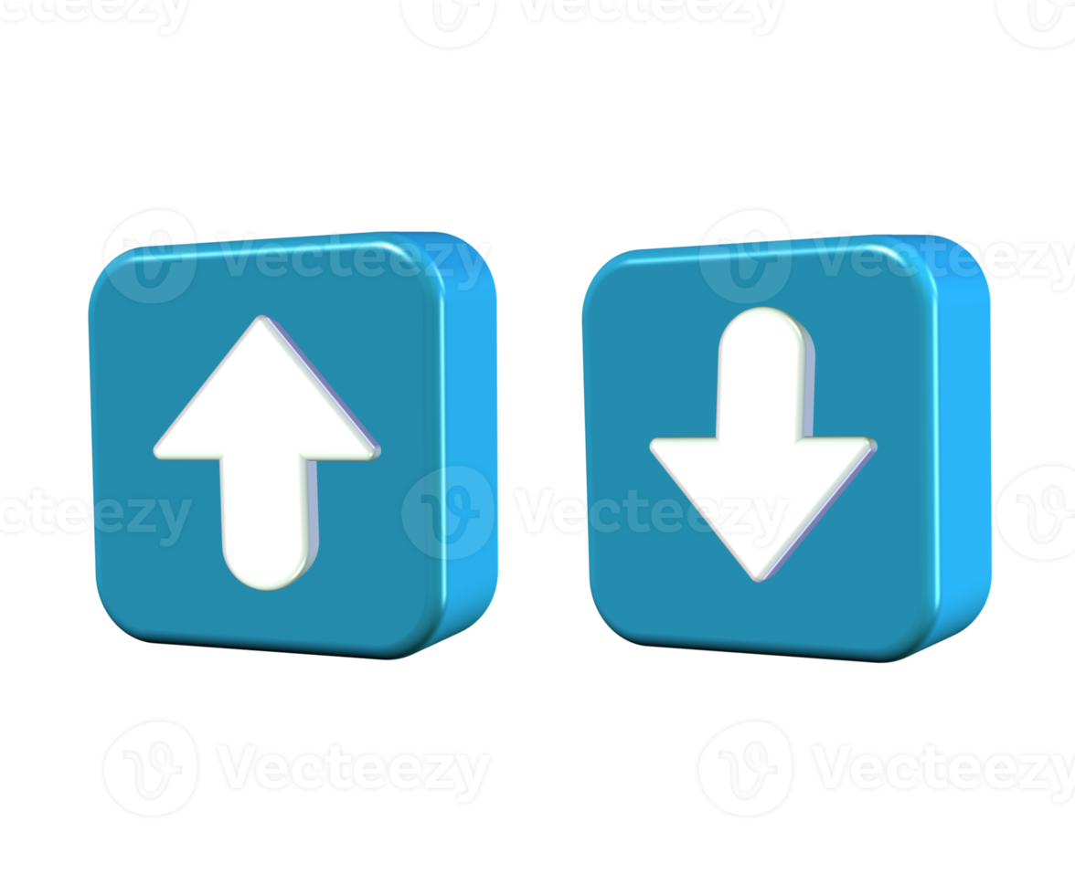 3d arriba y abajo marca firmar icono ligero azul png