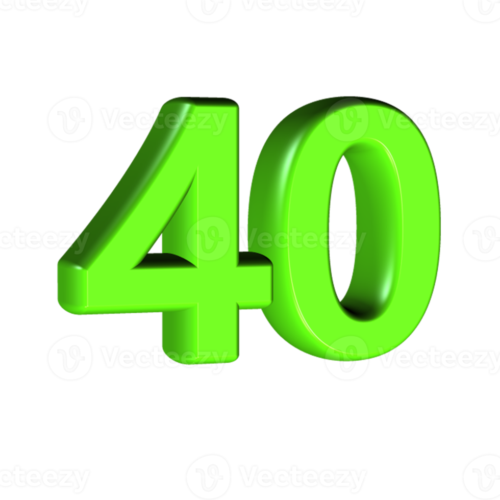 3D number light green color png