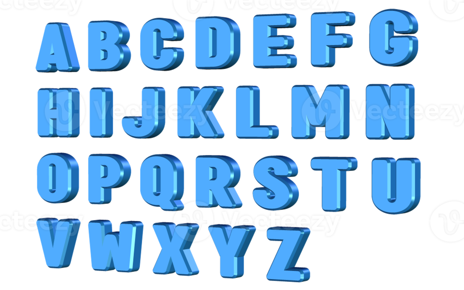 set of alphabet  light blue color png
