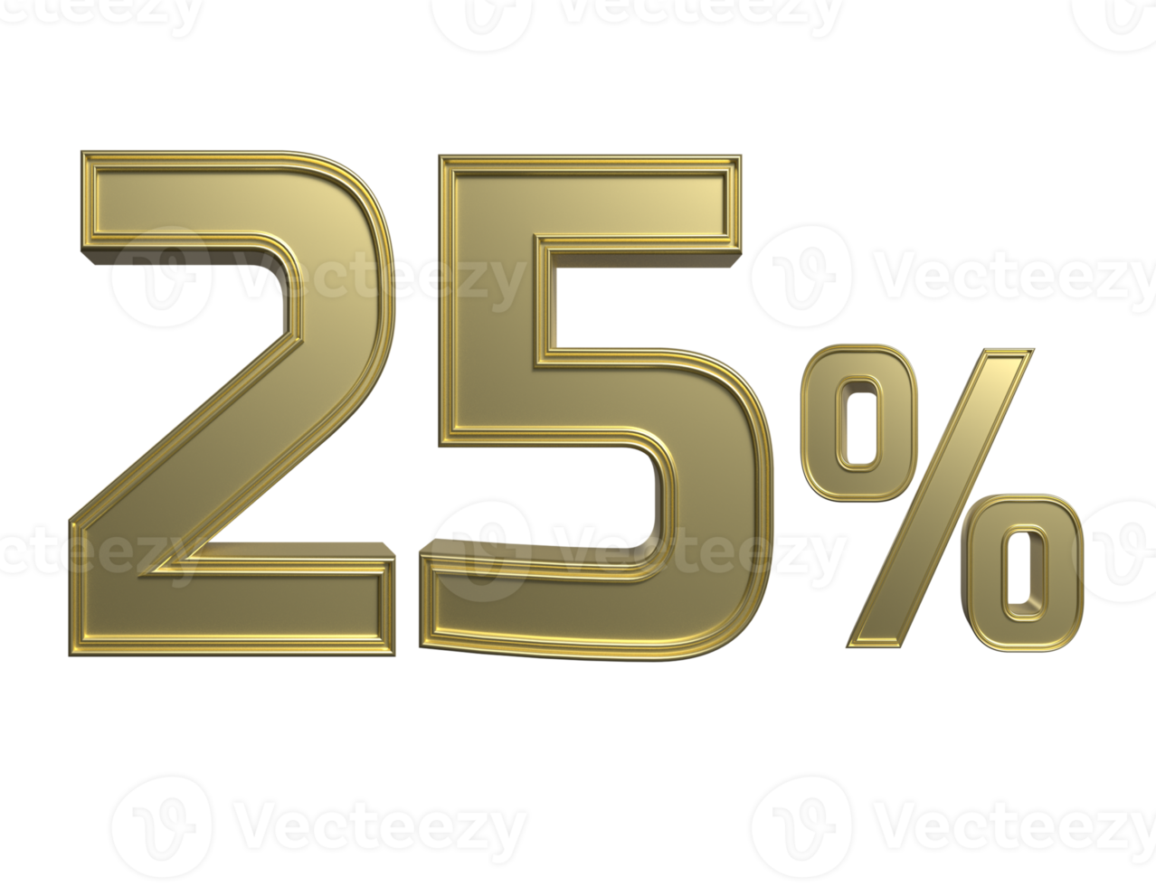 3D number percentage gold style png