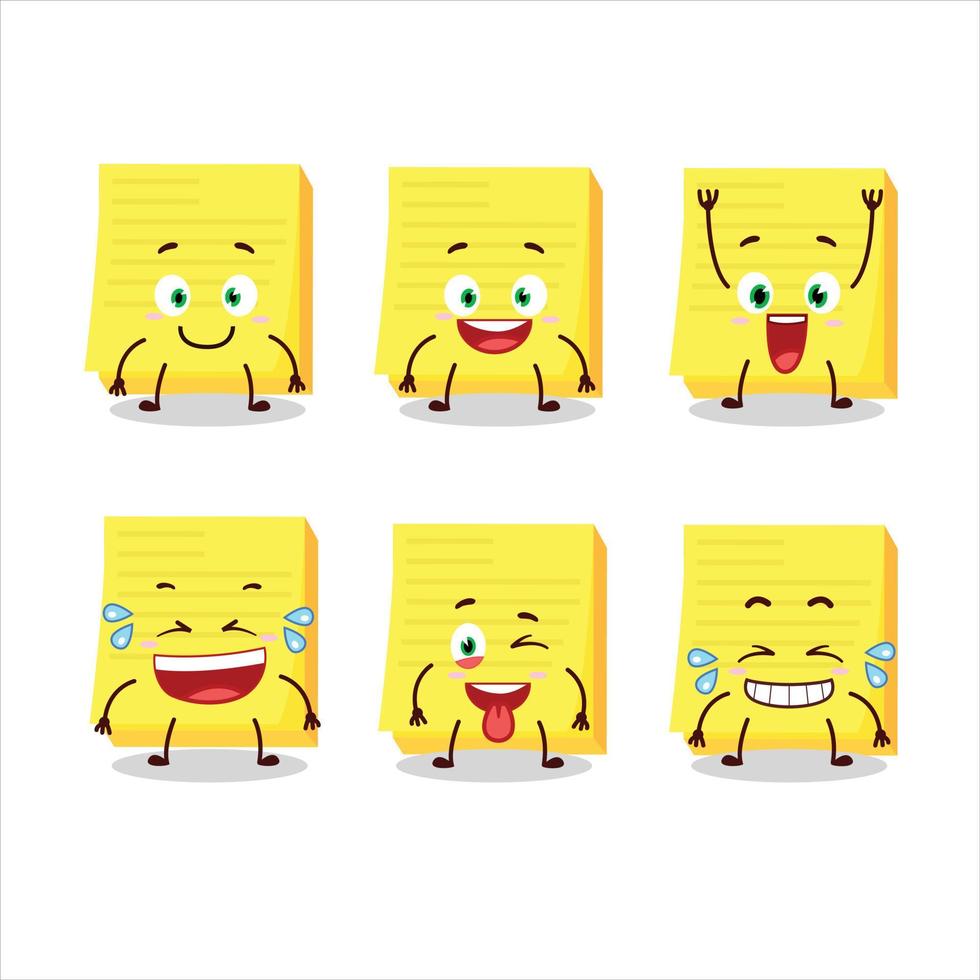 dibujos animados personaje de pegajoso notas amarillo con sonrisa expresión vector