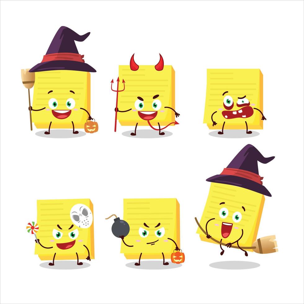 Halloween expression emoticons with cartoon character of sticky notes yellow vector
