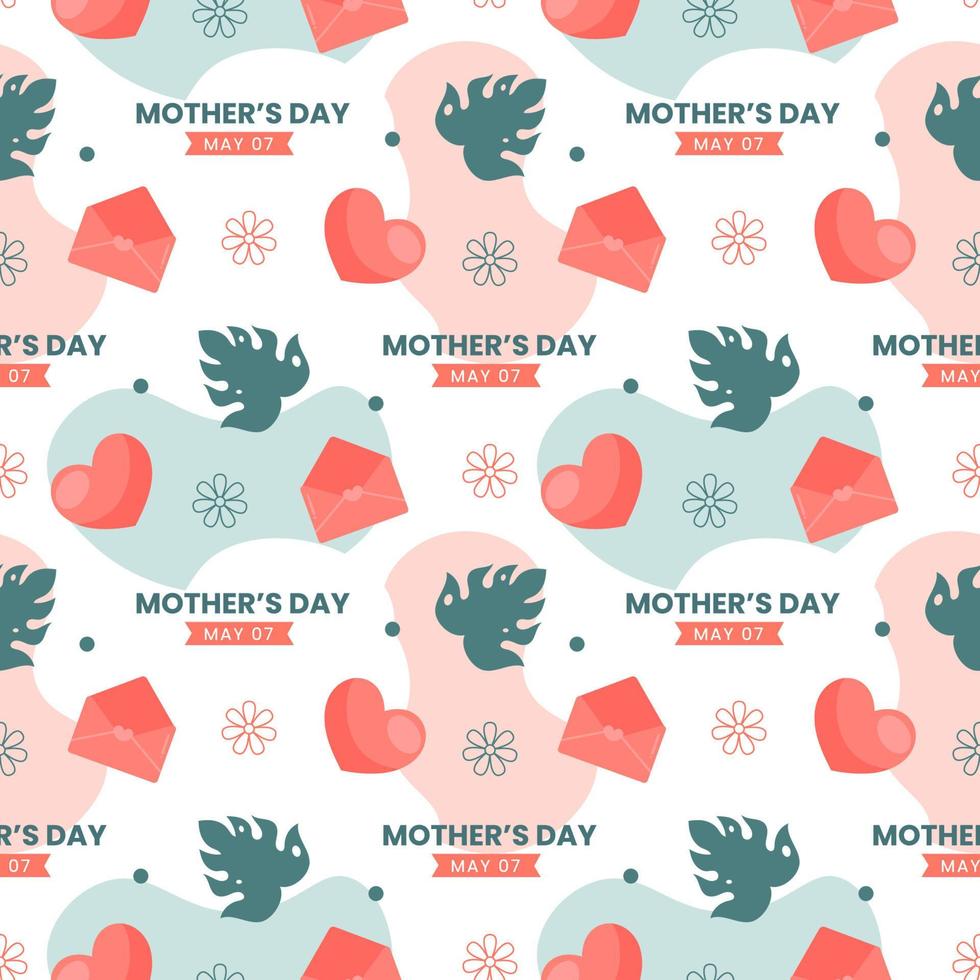 Happy Mother Day Seamless Pattern Design in Element Decoration Template Hand Drawn Cartoon Flat Illustration vector