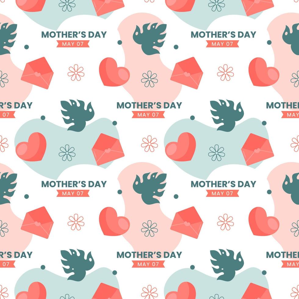 Happy Mother Day Seamless Pattern Design in Element Decoration Template Hand Drawn Cartoon Flat Illustration vector