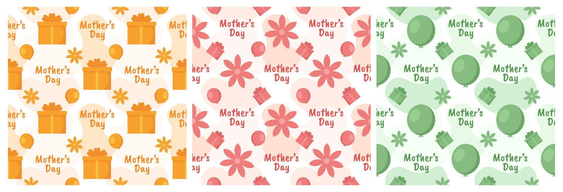 Set of Happy Mother Day Seamless Pattern Design in Element Decoration Template Hand Drawn Cartoon Flat Illustration vector