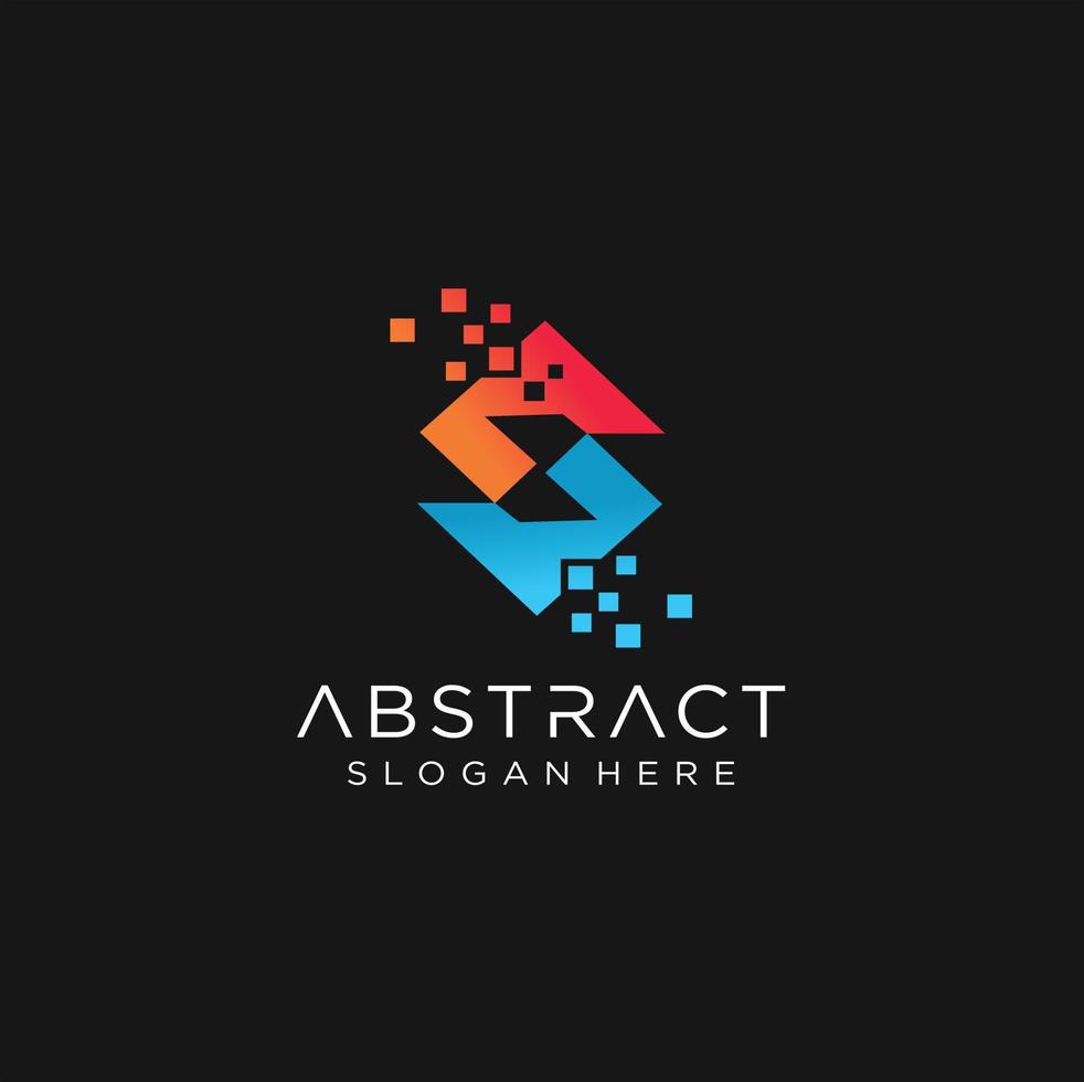 logo abstract S Letter Pixel Multiply Colorful Logo Design Template vector