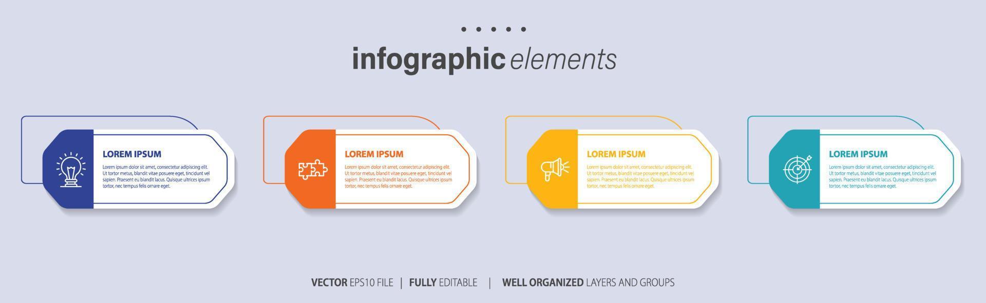 Business infographic element with 4 options, steps, number vector template design