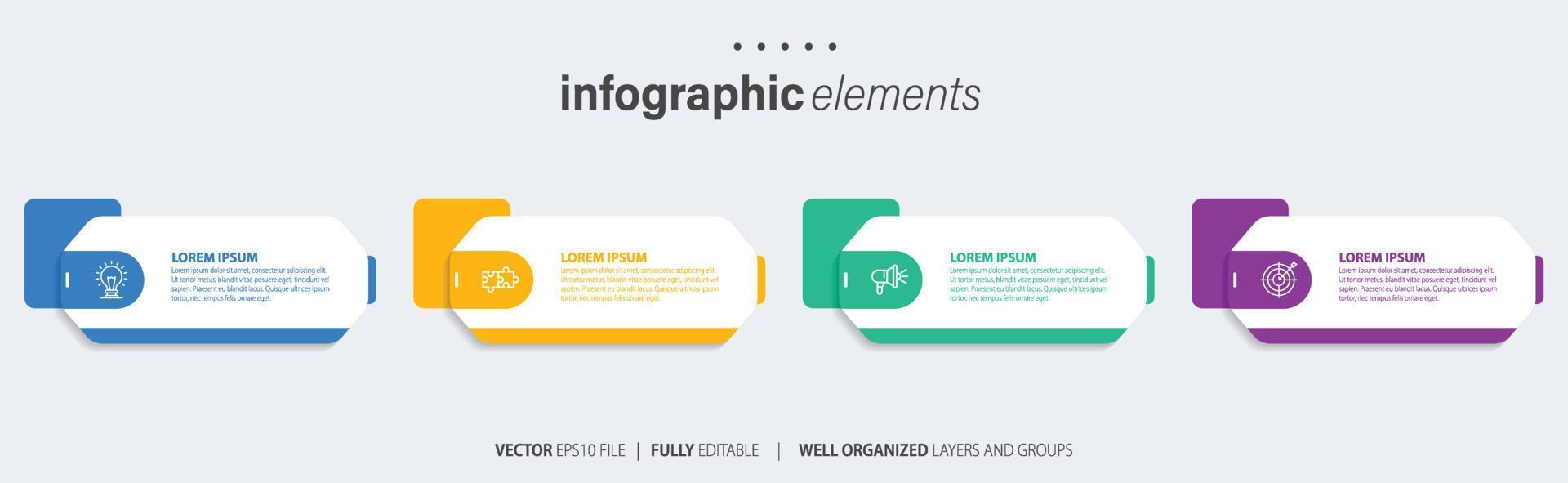 Business infographic element with 4 options, steps, number vector template design