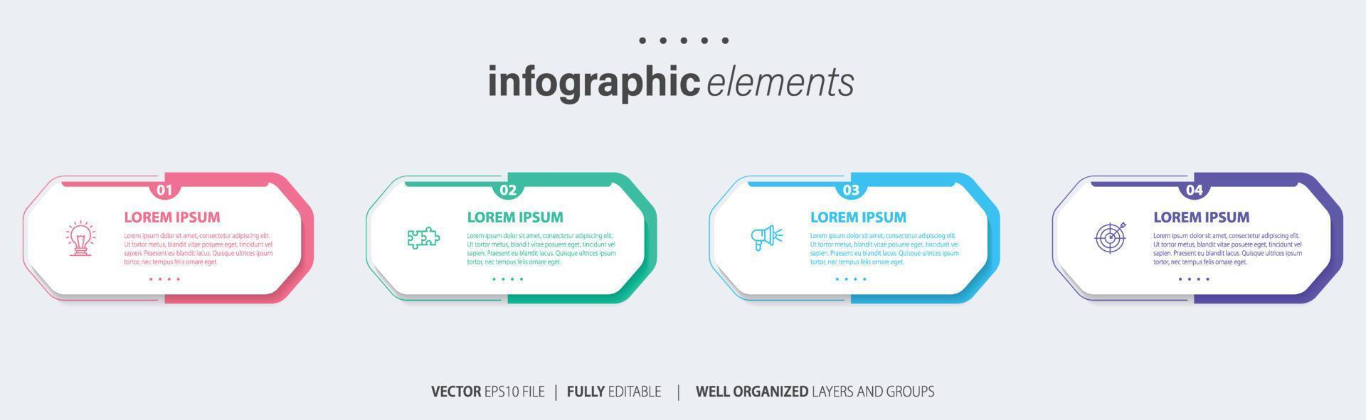 negocio infografía elemento con 4 4 opciones, pasos, número vector modelo diseño