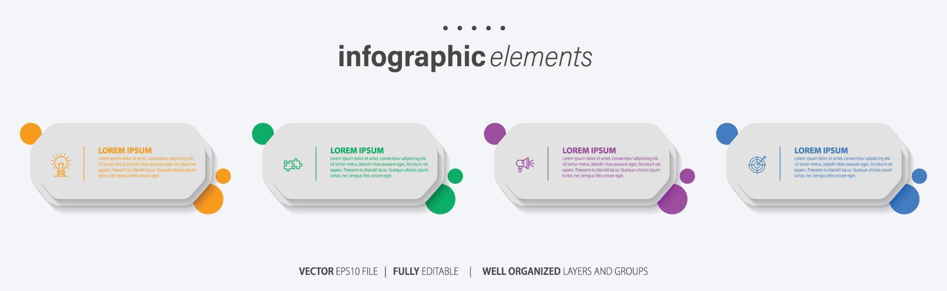 negocio infografía elemento con 4 4 opciones, pasos, número vector modelo diseño