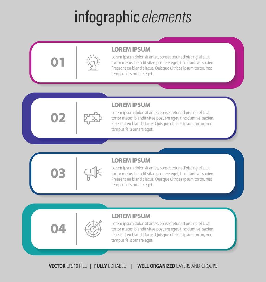 Infographics design vector and marketing icons can be used for workflow layout, diagram, annual report, web design. Business concept with 4 options, steps or processes.